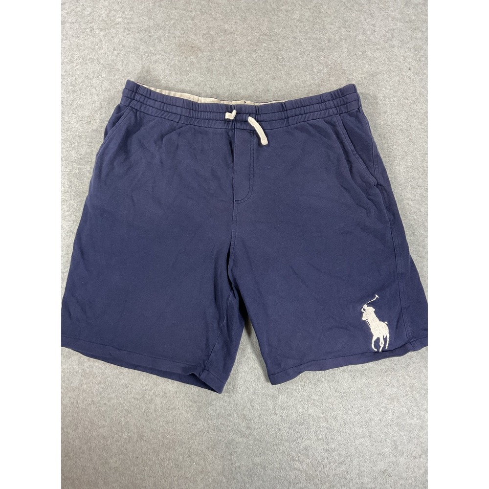 Polo Ralph Lauren Boys XL 18-20 Navy Blue Big Pony Cotton Knit Shorts 2966